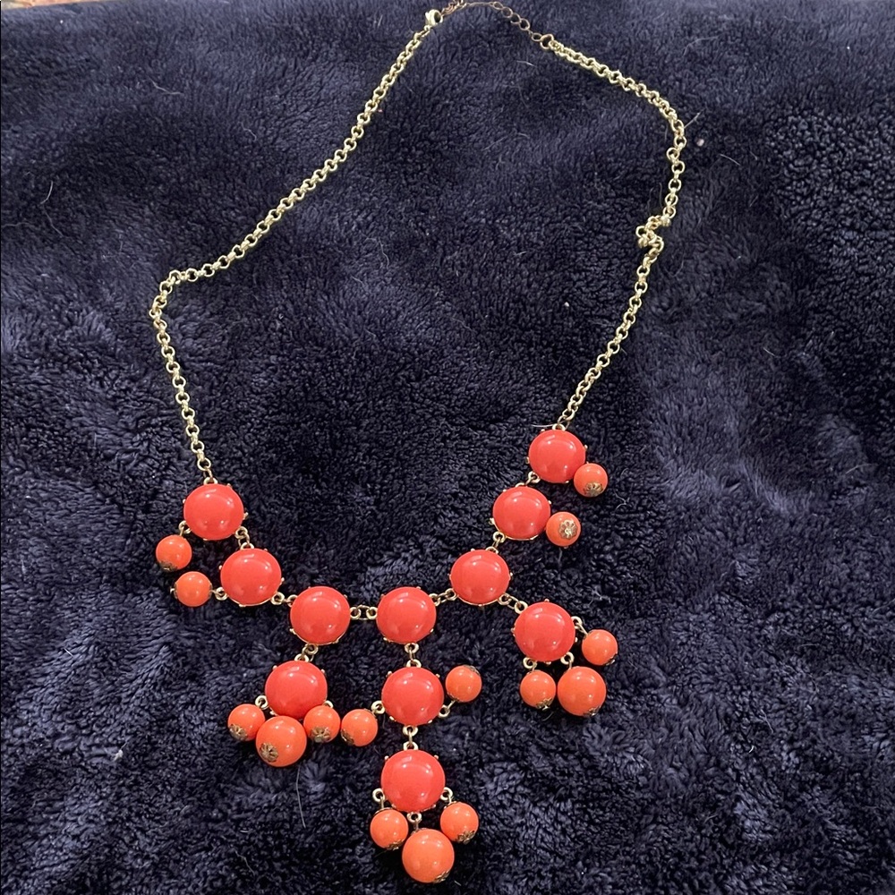 Gold-Tone Coral Beaded Statement Necklace